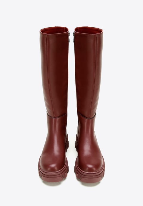 Wittchen Damen-Lederstiefel mit dicker Sohle und Reißverschluss, Kirschrot - Image 2