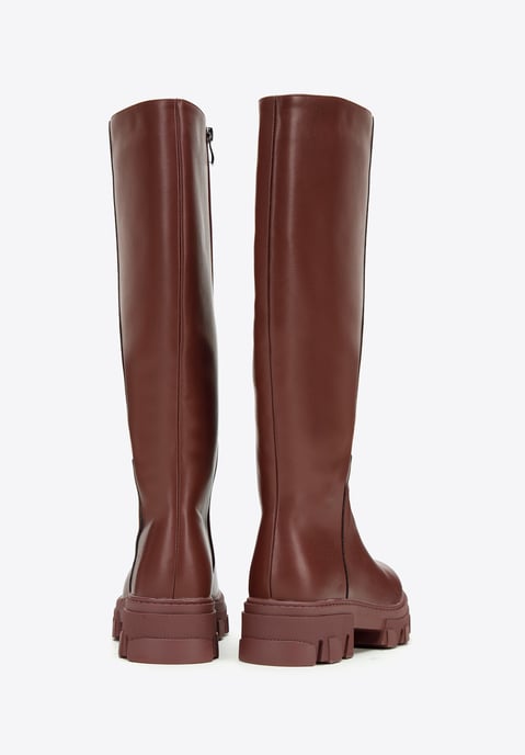 Wittchen Damen-Lederstiefel mit dicker Sohle und Reißverschluss, Kirschrot - Image 3