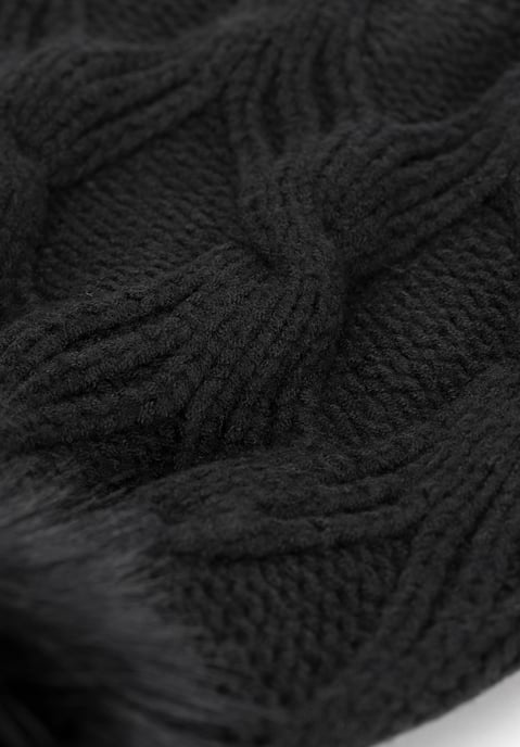 Wittchen Damen-Wintermütze mit Bommel, schwarze Viskose - Image 2
