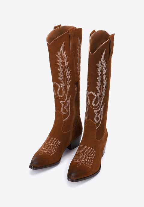 Wittchen Damen-Cowboystiefel aus Wildleder mit Stickerei, hoher Schaft - Image 1