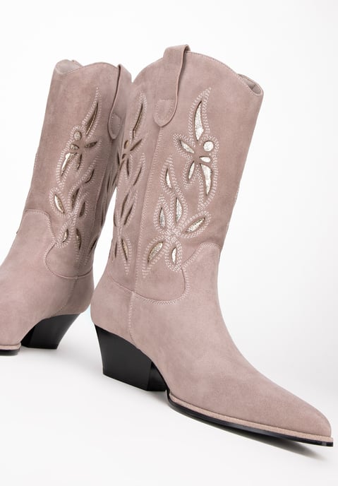 Wittchen Damen-Cowboystiefel aus Wildleder, beige, zum Hineinschlüpfen - Image 5