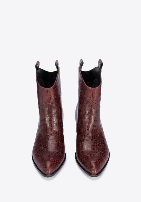 Wittchen Damen-Cowboystiefel aus Krokodilleder, Burgunderrot, Naturleder - Image 2