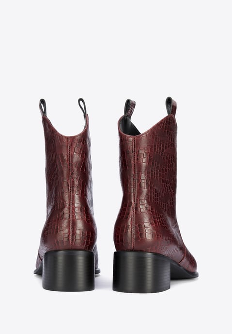 Wittchen Damen-Cowboystiefel aus Krokodilleder, Burgunderrot, Naturleder - Image 3