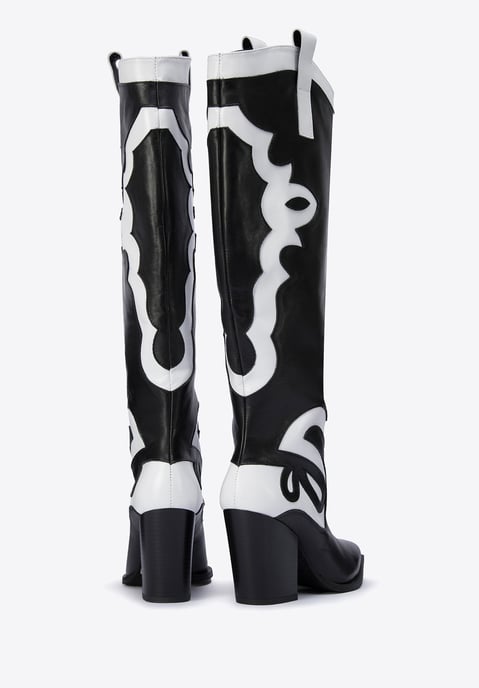 Wittchen Damen-Cowboystiefel aus zweifarbigem Leder, schwarz-weiß, Naturleder - Image 3