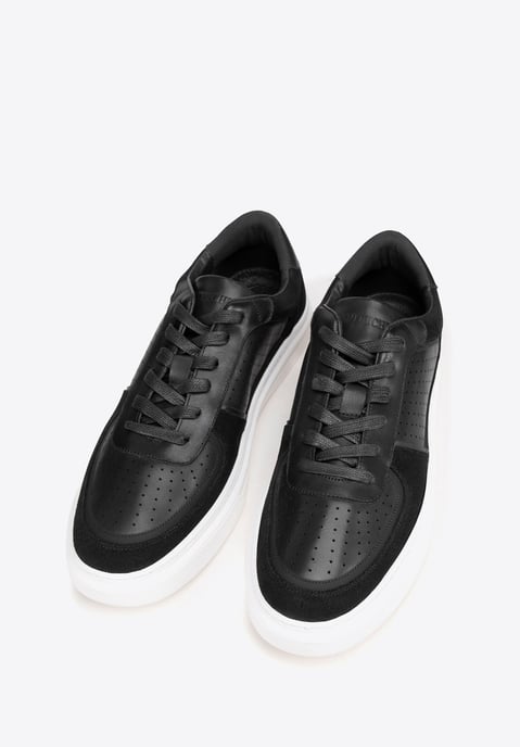 Wittchen Herren-Sneaker aus Leder mit Perforationen, schwarz, Naturleder - Image 1