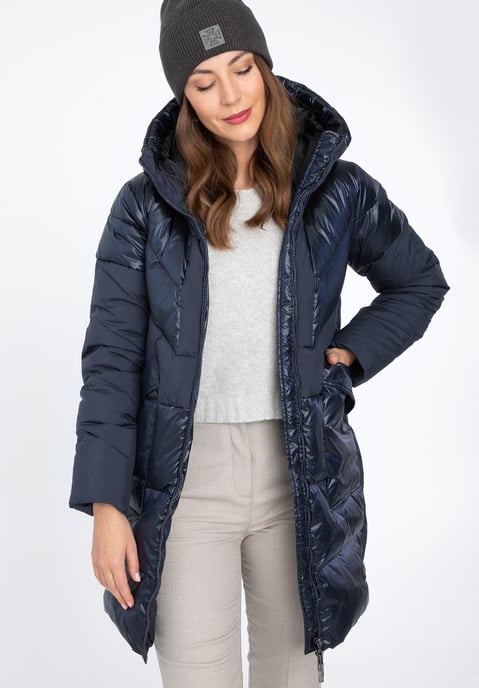 Wittchen Damen-Daunenmantel aus Materialmix mit Kapuze, Marineblau - Image 1