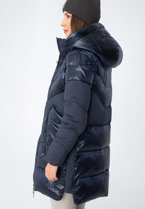 Wittchen Damen-Daunenmantel aus Materialmix mit Kapuze, Marineblau - Image 2