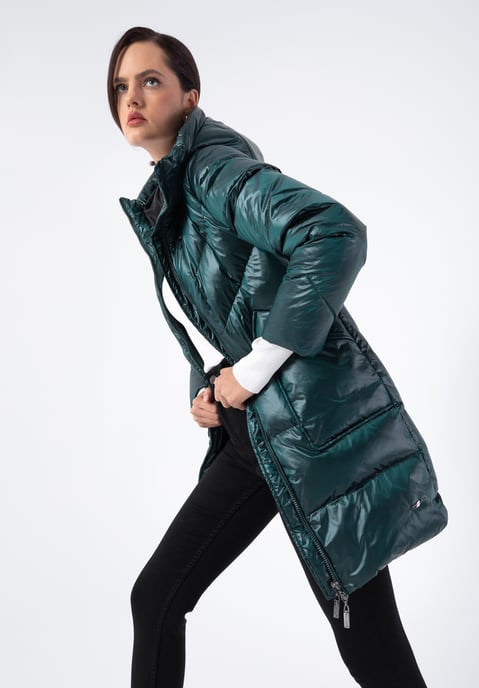Wittchen Damen Daunenmantel aus grünem Nylon mit Kapuze - Image 1