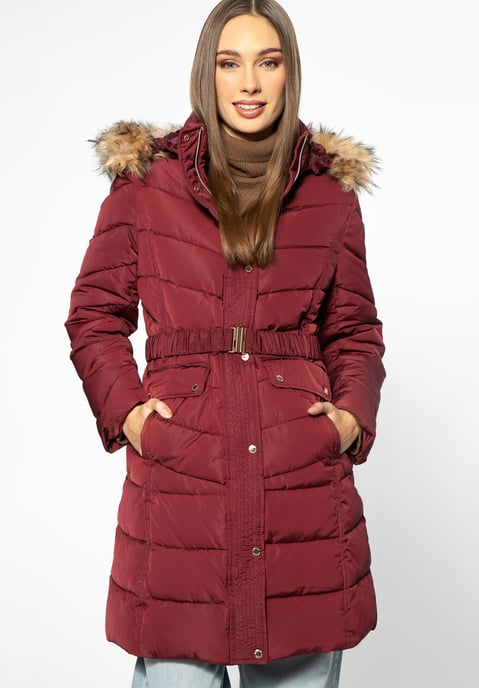 Wittchen Damen-Steppmantel mit Gürtel, Dunkelrot, Polyester - Image 2