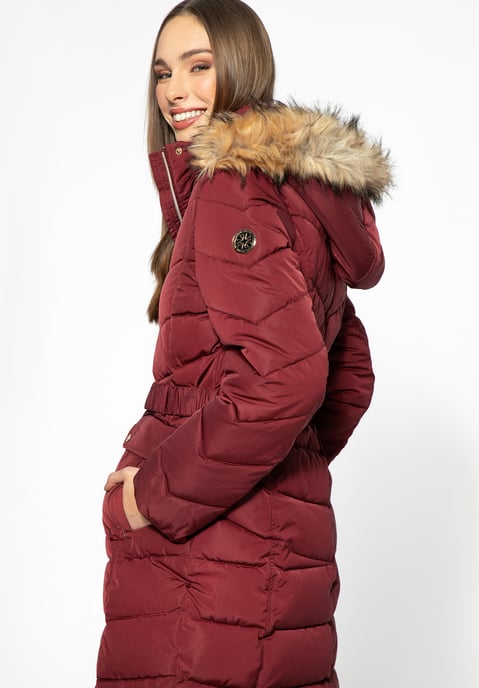 Wittchen Damen-Steppmantel mit Gürtel, Dunkelrot, Polyester - Image 3