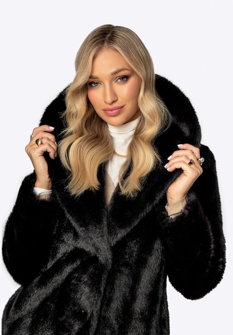 Wittchen Damen-Kunstpelzmantel, klassisch schwarz, Polyester - Image 5