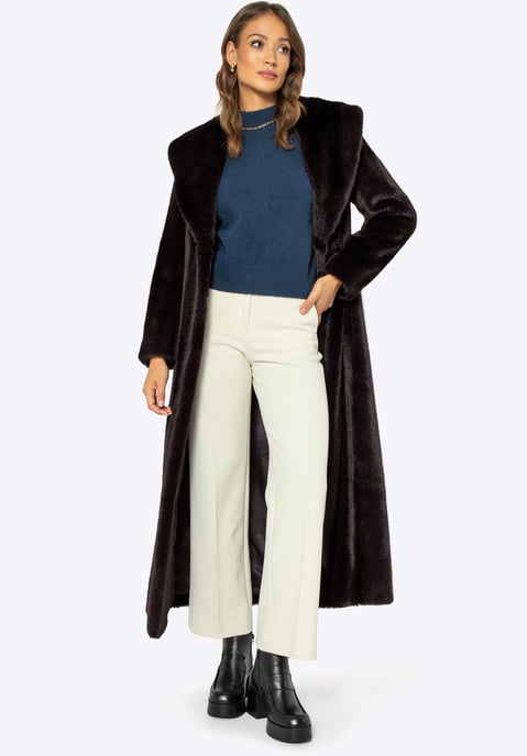 Wittchen Damen-Kunstpelzmantel, klassisch dunkelbraun, Polyester - Image 1