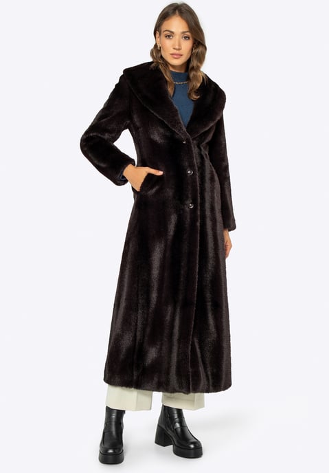 Wittchen Damen-Kunstpelzmantel, klassisch dunkelbraun, Polyester - Image 2