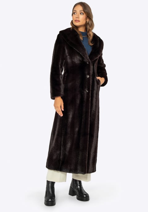Wittchen Damen-Kunstpelzmantel, klassisch dunkelbraun, Polyester - Image 3