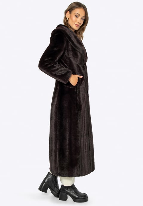 Wittchen Damen-Kunstpelzmantel, klassisch dunkelbraun, Polyester - Image 4