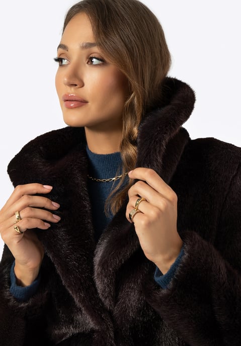 Wittchen Damen-Kunstpelzmantel, klassisch dunkelbraun, Polyester - Image 6