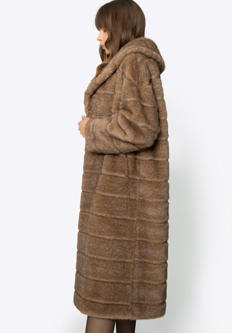 Wittchen Damen-Kunstpelzmantel mit Kragen, Dunkelbeige, Polyester - Image 4