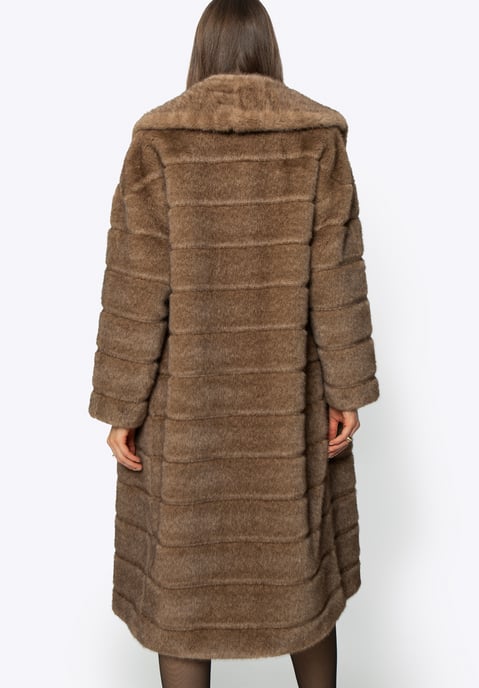 Wittchen Damen-Kunstpelzmantel mit Kragen, Dunkelbeige, Polyester - Image 5