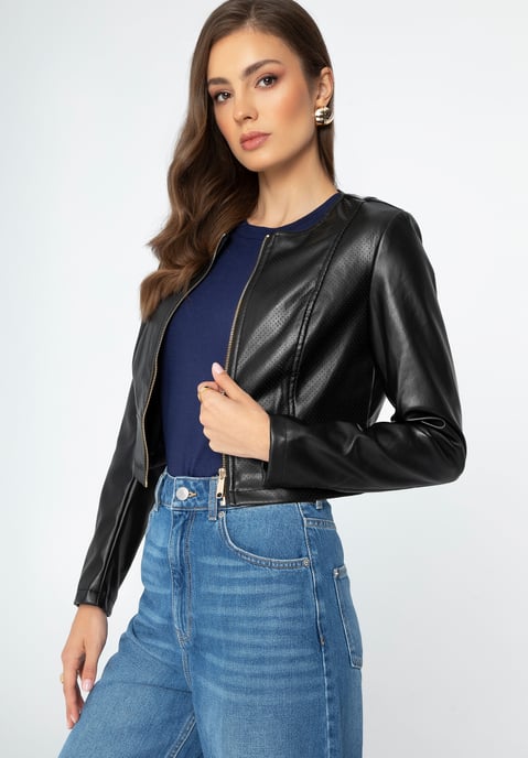 Wittchen Damenjacke mit Perforationen aus schwarzem Kunstleder - Image 2
