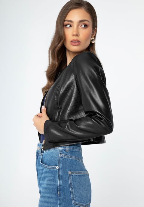 Wittchen Damenjacke mit Perforationen aus schwarzem Kunstleder - Image 3