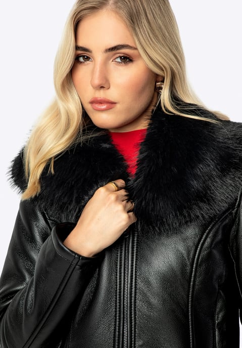 Wittchen Damen kurze schwarze Öko-Lederjacke - Image 4
