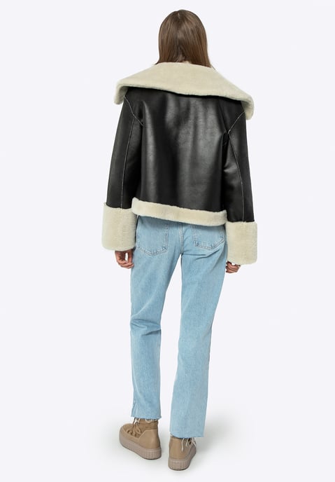 Wittchen Damen-Kurzjacke mit Kunstpelz, schwarzes Kunstleder - Image 5