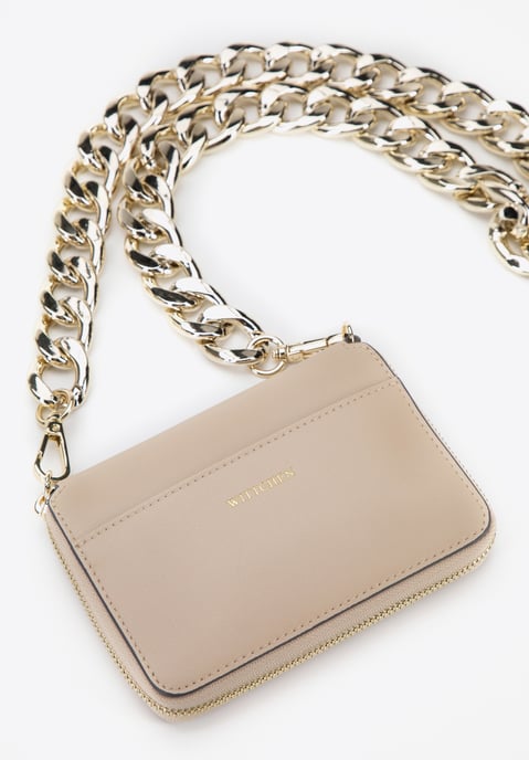Wittchen Mini-Handtasche für Damen aus Leder mit dicker Kette, beige - Image 3