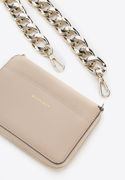 Wittchen Mini-Handtasche für Damen aus Leder mit dicker Kette, beige - Image 4