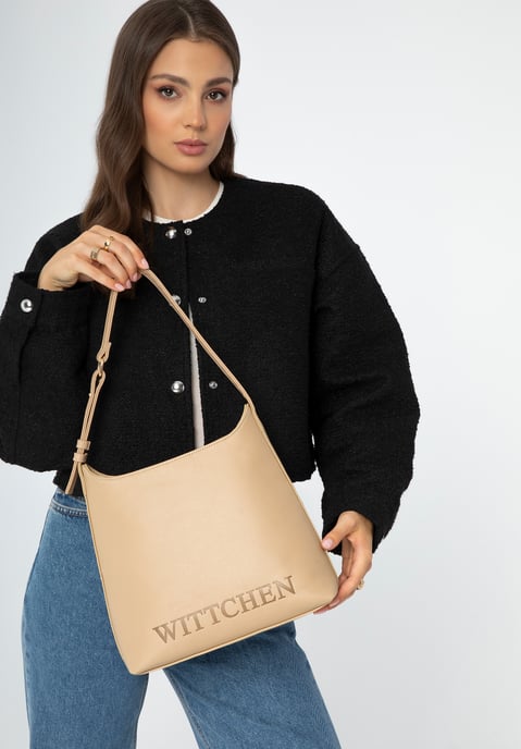 Wittchen Damenhandtasche mit geprägtem Logo, beige, Öko-Leder - Image 2