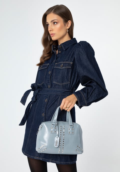 Wittchen Damen-Aktentasche aus Öko-Leder mit Quaste, blau - Image 2