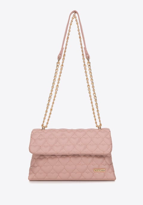 Wittchen Mini-Handtasche für Damen, gesteppt mit Herzen, rosa Öko-Leder - Image 1