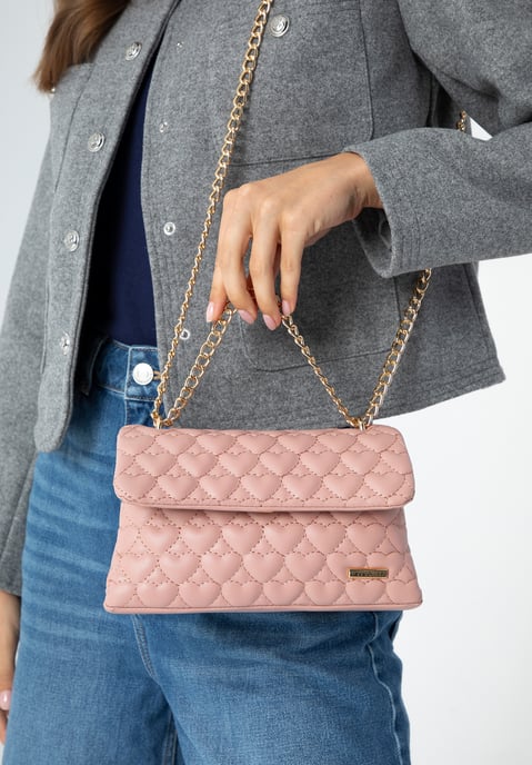 Wittchen Mini-Handtasche für Damen, gesteppt mit Herzen, rosa Öko-Leder - Image 6