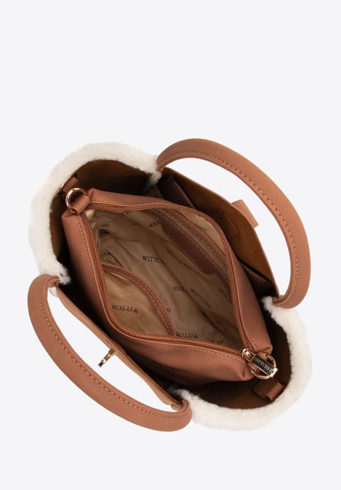 Wittchen Damen-Etui aus Öko-Leder und Pelz, beige - Image 3