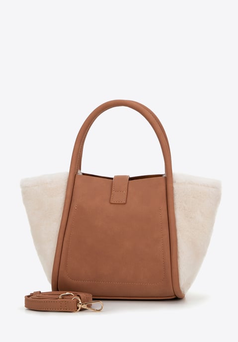 Wittchen Damen-Etui aus Öko-Leder und Pelz, beige - Image 4