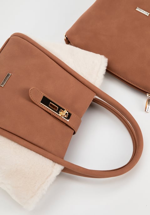 Wittchen Damen-Etui aus Öko-Leder und Pelz, beige - Image 5