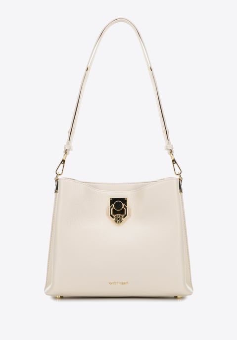 Wittchen Damen-Schultertasche aus Leder mit Schnalle, cremefarben - Image 3