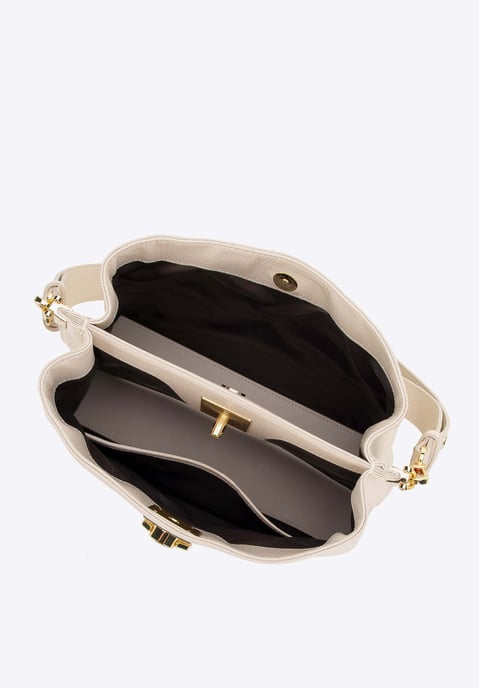 Wittchen Damen-Schultertasche aus Leder mit Schnalle, cremefarben - Image 5