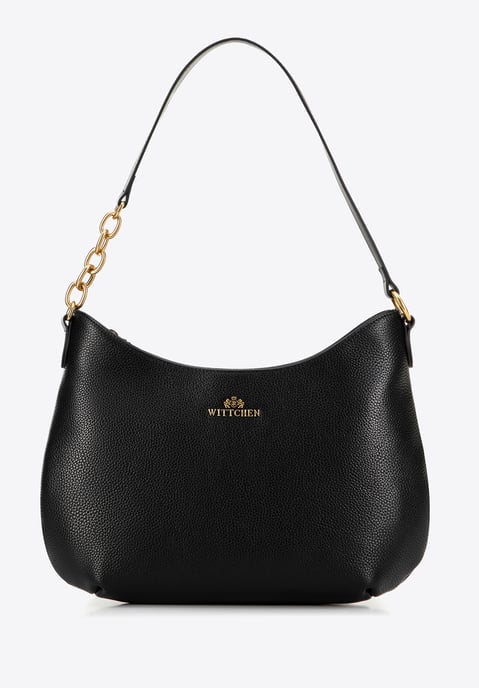 Wittchen Damen-Schultertasche aus Leder mit Kette, Schwarz, Naturleder - Image 2