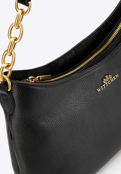 Wittchen Damen-Schultertasche aus Leder mit Kette, Schwarz, Naturleder - Image 5