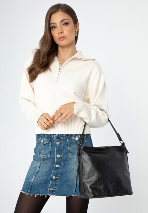 Wittchen Damenhandtasche, Tasche aus Öko-Leder, glänzend schwarz - Image 4