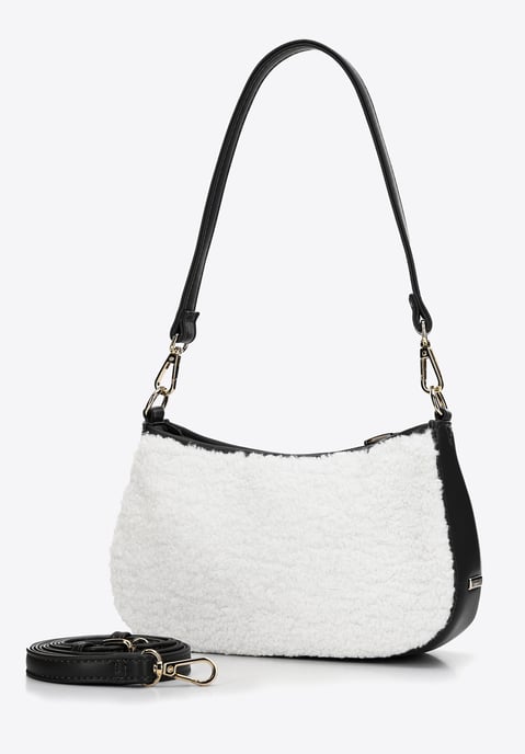 Wittchen Damen-Baguette-Handtasche mit Kunstfell, klein, cremefarben und schwarz - Image 1
