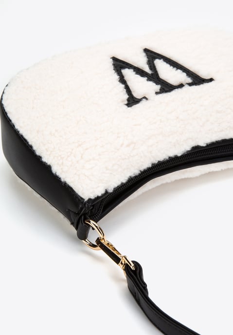 Wittchen Damen-Baguette-Handtasche mit Kunstfell, klein, cremefarben und schwarz - Image 3