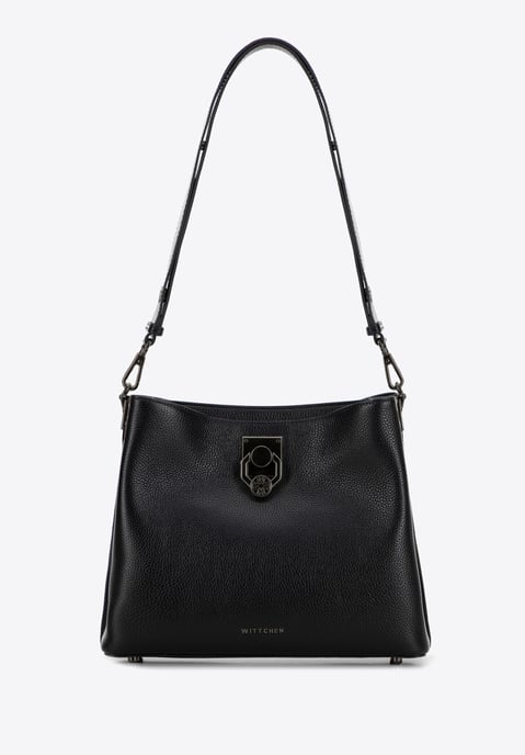 Wittchen Damen-Schultertasche aus Leder mit Schnalle, schwarz und graphitfarben - Image 2