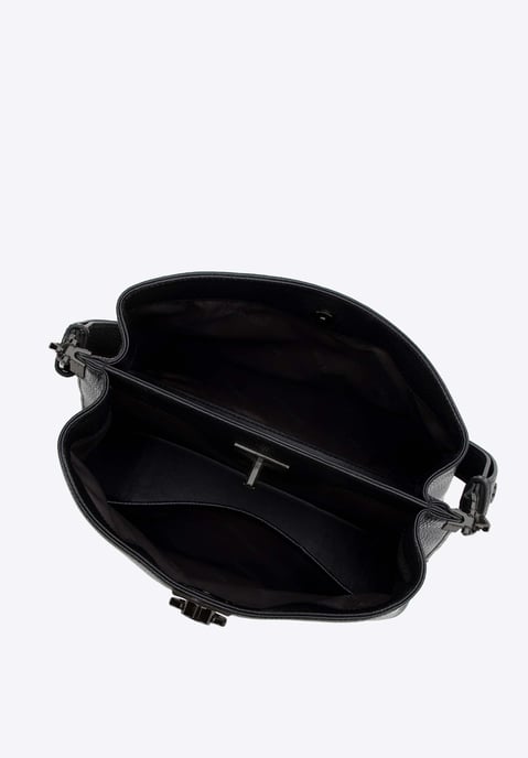 Wittchen Damen-Schultertasche aus Leder mit Schnalle, schwarz und graphitfarben - Image 4