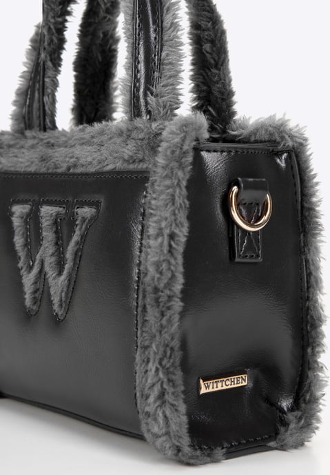 Wittchen Damen-Koffer aus Öko-Leder mit Pelzbesatz, grau - Image 3
