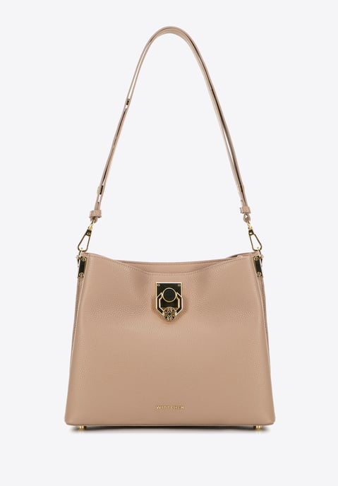 Wittchen Damen-Schultertasche aus Leder mit Schnalle, beige, Naturleder - Image 2