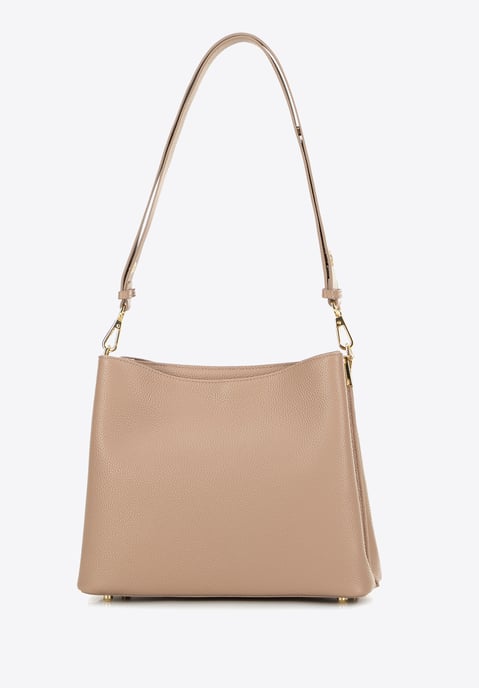 Wittchen Damen-Schultertasche aus Leder mit Schnalle, beige, Naturleder - Image 3