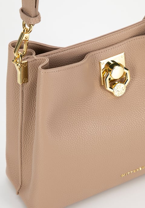Wittchen Damen-Schultertasche aus Leder mit Schnalle, beige, Naturleder - Image 5
