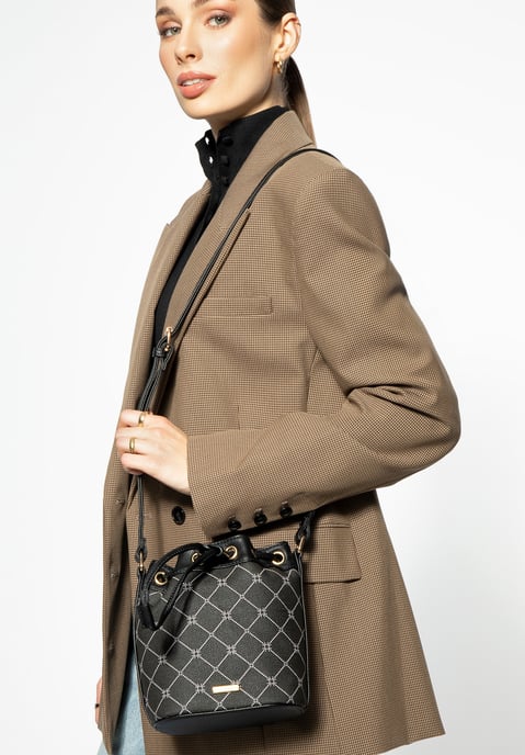 Wittchen Damen-Beuteltasche aus Öko-Leder mit Monogramm, Schwarz - Image 5