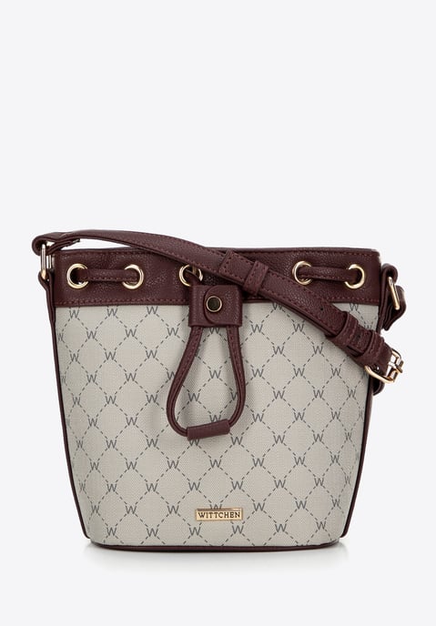 Wittchen Damen-Beuteltasche aus Öko-Leder mit Monogramm in Grau und Burgunderrot - Image 1